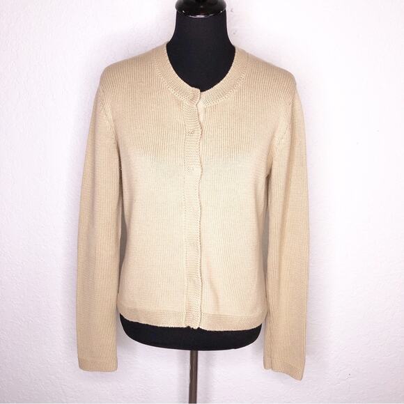 Sundance tan chunky knit snap front cardigan sweater size Medium - Picture 1 of 14